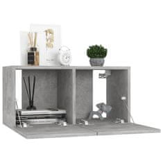 Vidaxl Viseča TV omarica 2 kosa betonsko siva 60x30x30 cm