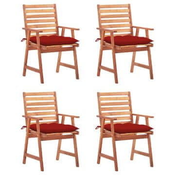 shumee vidaXL Zunanji jedilni stoli 4 kosi z blazinami trden akacijev les