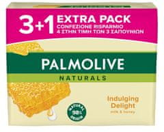 Palmolive Naturals toaletno milo, med & mleko, 90 g, 3+1