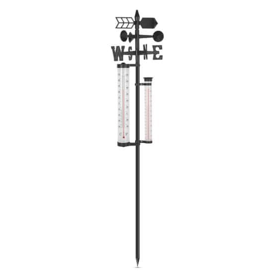 GARDEN OF EDEN Vrtna vremenska postaja XL - termomter, merilnik padavin ter smeri in hitrosti vetra 145 cm