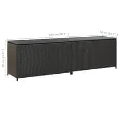 Greatstore Vrtna škatla za shranjevanje poli ratan 200x50x60 cm črna