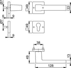 Hoppe Austin 1769/843KV/843KVS F9714M PZ garnitura z rozeto, aluminij, črna