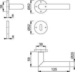 Hoppe Amsterdam rozeta E1400Z/42KV/42KVS F84-1 R OB, jeklo