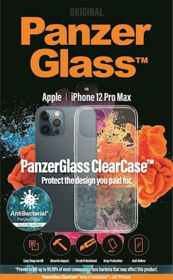 PanzerGlass ClearCase AntiBacterial ovitek za iPhone 12 Pro Max, prozoren (0250)