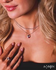 Amen Roza pozlačena srebrna ogrlica s cirkoni Love CLPQURR
