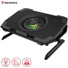 Genesis OXID 850 RGB, hladilno stojalo / podstavek za prenosnike do 43,94 cm (17,3), 6 naklonov, RGB LED osvetlitev, 5 ventilatorjev, črno