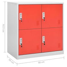 Vidaxl Omara s ključavnico 5 kosov siva in rdeča 90x45x92,5 cm jeklo