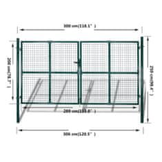 Vidaxl Mrežasta vrtna vrata za ograjo 289 x 200 cm / 306 x 250 cm