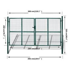 Vidaxl Mrežasta vrtna vrata za ograjo 289 x 200 cm / 306 x 250 cm