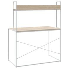 Vidaxl Računalniška miza bela in hrast 110x60x138 cm iverna plošča