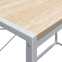 Vidaxl Računalniška miza bela in hrast 110x60x138 cm iverna plošča