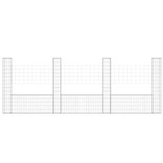 Vidaxl Gabion košara U-oblike s 4 stebri železo 380x20x150 cm