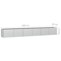 Vidaxl Visoka greda 600x80x77 cm pocinkano jeklo srebrna