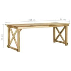 Vidaxl Vrtna miza 200x79x75 cm impregnirana borovina