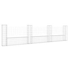 Vidaxl Gabion košara U-oblike s 4 stebri železo 380x20x100 cm