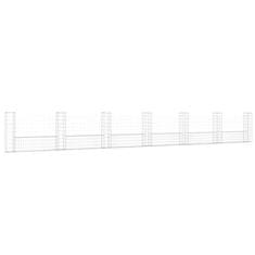 Vidaxl Gabion košara U-oblike s 7 stebri železo 740x20x100 cm