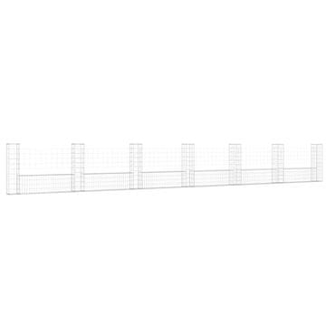 Vidaxl Gabion košara U-oblike s 7 stebri železo 740x20x100 cm