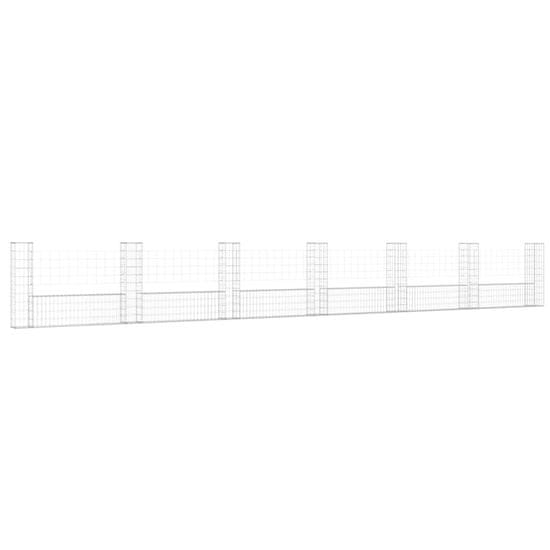 Vidaxl Gabion košara U-oblike s 7 stebri železo 740x20x100 cm