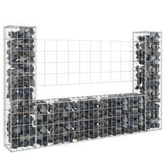 shumee Gabion košara U-oblike z 2 stebroma železo 140x20x100 cm