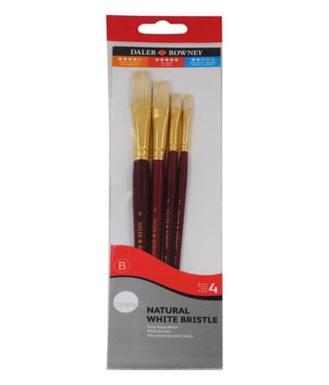 Daler Rowney Čopiči Simply 401, White Bristle, ščetinasti set 4