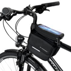 WOZINSKY Vrečka za okvir kolesa pannier vrečko vodoodporen telefonski kovček 1.5l črna
