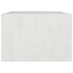 Greatstore Klubska mizica bela 75x50x33,5 cm trdna borovina