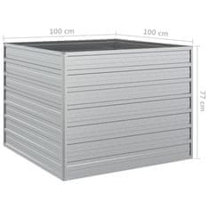 Vidaxl Visoka greda 100x100x77 cm pocinkano jeklo srebrna