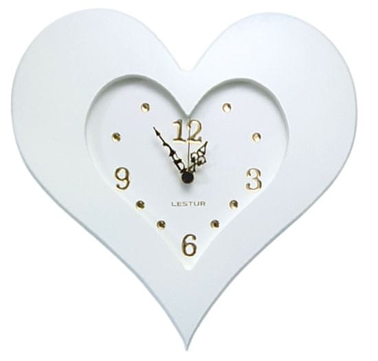 LESTUR Stenska ura Srce, darilna ura, dekorativna ura, poročna ura, poročno darilo, darilo za poroko, ljubezenska ura, romantična ura, bela ura, za mladoporočence, Slovenija