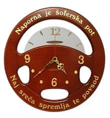 LESTUR Stenska ura Volan - Šoferska, lesena ura, darilna ura, ura za šoferje, ura za ljubitelje avtomobilov, ura za moške, Slovenija