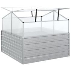 Vidaxl Visoka greda z rastlinjakom 100x100x85 cm srebrna