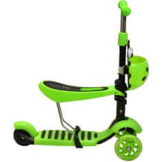 Otroški skiro 2v1 PIKAPOLONICA s kolesi LED, zelena H-001-ZE