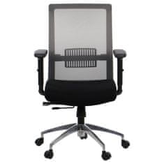 STEMA Vrtljiv ergonomski pisarniški stol RIVERTON M/L/AL. Aluminijasto podnožje. Mrežasto naslonjalo. Črna/siva.