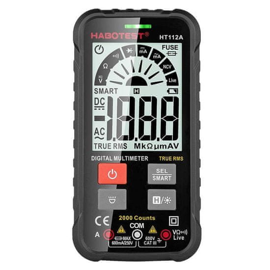 Habotest Univerzalni LCD digitalni multimeter HT112A True RMS + LED svetilka