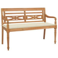 Vidaxl Klop Batavia s krem blazino 120 cm trdna tikovina