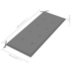Vidaxl Blazina za vrtno klop siva 120x50x4 cm