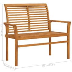 Vidaxl Vrtna klop s krem blazino 112 cm trdna tikovina
