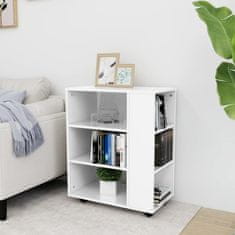 Vidaxl Omarica na kolesih visok sijaj bela 60x35x75 cm inženirski les