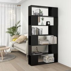 Greatstore Knjižna omara za razdelitev prostora črna 100x24x188 cm