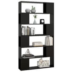 Greatstore Knjižna omara za razdelitev prostora črna 100x24x188 cm
