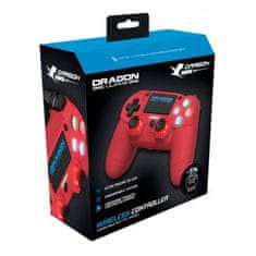 DragonWar Dragon Shock 4 brezžični kontroler za PS4, rdeč