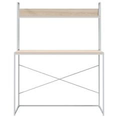 Vidaxl Računalniška miza bela in hrast 110x60x138 cm iverna plošča
