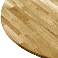 Greatstore Površina za mizo trden hrastov les okrogla 23 mm 600 mm