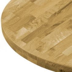 Greatstore Površina za mizo trden hrastov les okrogla 44 mm 800 mm