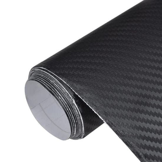 shumee vidaXL Folija za avto 3D črna 100x150 cm