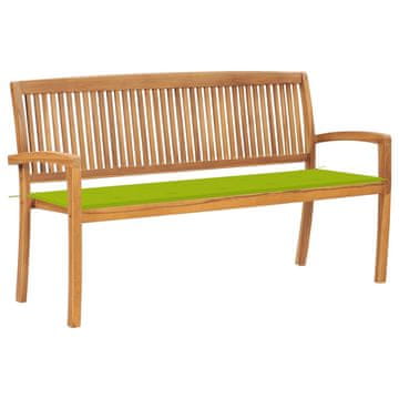 Vidaxl Vrtna klop z blazino 159 cm trdna tikovina