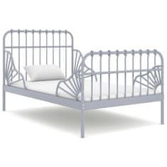 Vidaxl Raztegljiv posteljni okvir siv kovinski 80x130/200 cm