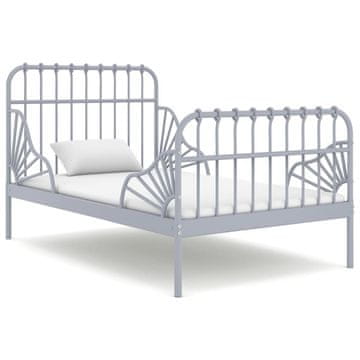 Vidaxl Raztegljiv posteljni okvir siv kovinski 80x130/200 cm