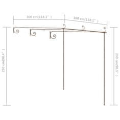 Vidaxl Vrtna pergola antično rjava 3x3x2,5 m železo