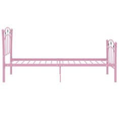 Vidaxl Posteljni okvir nogometni dizajn roza kovinski 90x200 cm