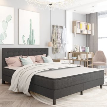 Vidaxl Posteljno vzglavje temno sivo blago 160x200 cm